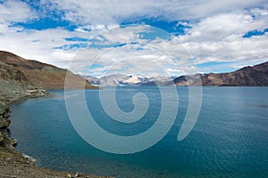 Pangong Lake view from Between Merak and Maan in Ladakh, Jammu and Kashmir, India.