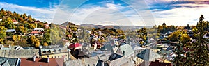 Pangrammatic view of Banska Stiavnica in autumn time, Slovakia,