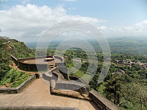 The Panhala Fort is a well-known hill fort. It was built during the 12th century.