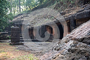 Panhalekaji Cave Complex, situated on the right bank of mountain stream Kotjai, Dapoli,