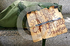 A panhandlers survival sign