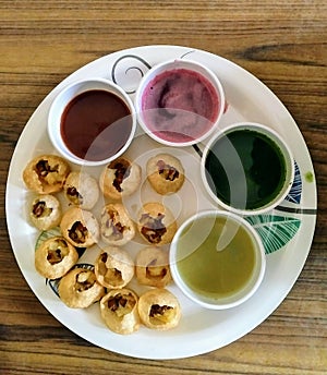 Pani Puri Indian Chat Dish with fruit juices new