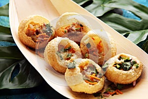 Pani Puri indian street food. Golgappe, Chat item, India.