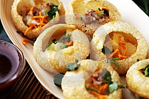 Pani Puri indian street food. Golgappe, Chat item, India.