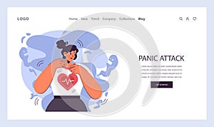 Panic attack web banner or landing page. Mental health disorder. Phobia,
