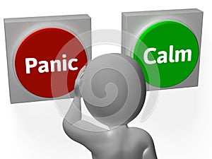 Panic Calm Buttons Show Worrying Or Tranquility photo