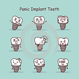 Panic cartoon tooth implant set