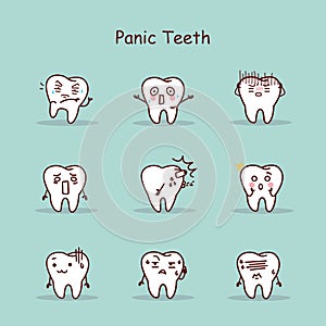 Panic cartoon tooth set