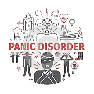 Panic disorder banner. Vector illustration