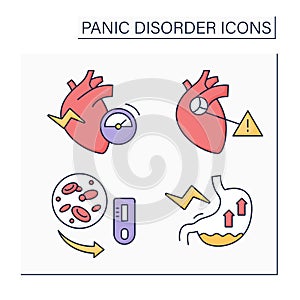 Panic disorder color icons set