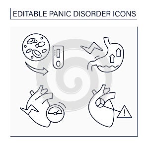 Panic disorder line icons set