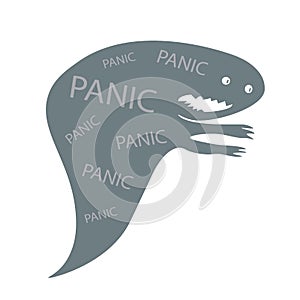 Panic monster flat concept vector illustration