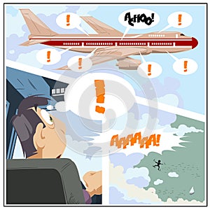 Panic on plane. Sick passenger. Pandemic