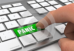 panic push button concept 3d illustration