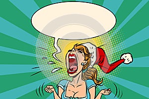 Panic rage anger screaming Santa girl