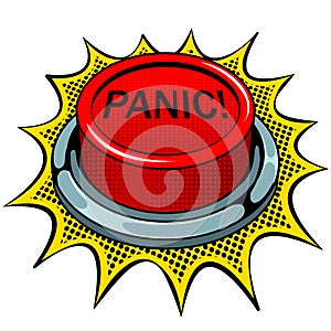 Panic red button pop art vector illustration