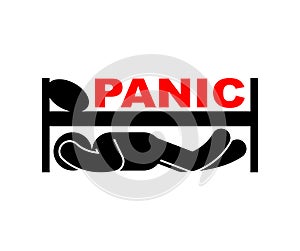Panic Sign! Man hiding under bed