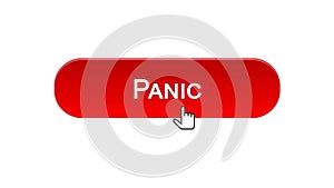 Panic web interface button clicked with mouse cursor, red color, site design