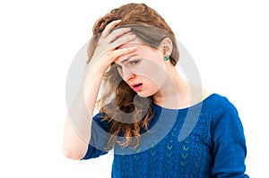 Panic woman with hands on the head