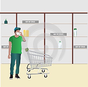 Customer in panic buying lots of food due to movement control by government