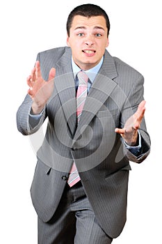 Panicking businessman