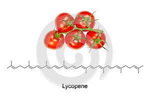 Panicle tomatoes and chemical formula and structure of lycopene, E160d