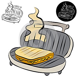 Panini Press Sandwich Maker Line Drawing photo