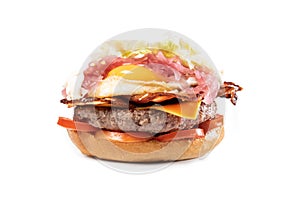 Panino `completo` Hamburger isolated on white background photo