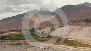 Panj River and Pamir Mountains, Panj Is Upper Part of Amu Darya River. Panoramic View, Tajikistan and Afghanistan Border