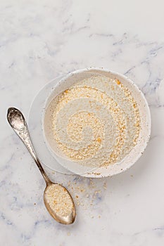 Panko Japanese crispy breadcrumbs in a white plate