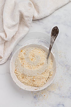 Panko Japanese crispy breadcrumbs in a white plate