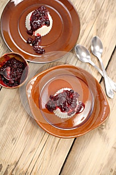 Panna cotta with berry reduction