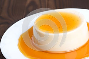 Panna cotta - Italian dessert with caramel sauce