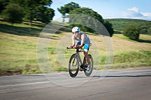 Panned shot of bicyclist