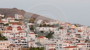 Panning Batsi village in Andros island in Greece.