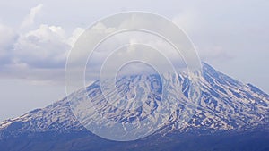 Panning panorama Ararat mountain peak