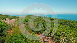 Panning Shot of the Beautiful Arrabida Coast in Setubal, Portugal