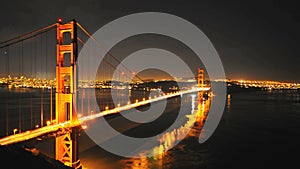 Panning Time Lapse of the Golden Gate Bridge at Night San Francisco - Clip 1