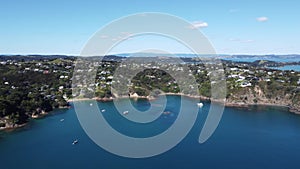 Panning view of the bays of Waiheke Island