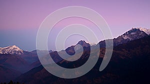 Panning view of Poon hill view point at sunrise time,Nepal.