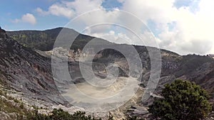 Panning view of Tangkuban Perahu Crater