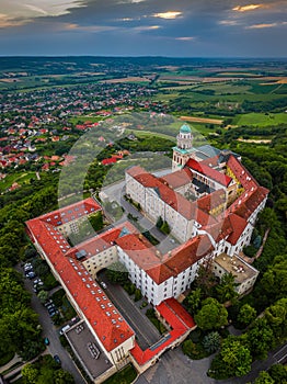 Pannonhalma, Hungary - Aerial panoramic view of the beautiful Millenary Benedictine Abbey of Pannonhalma photo