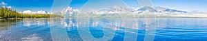 Pano of The Grand Teton National Park Mountain Range in Wyoming, USA.