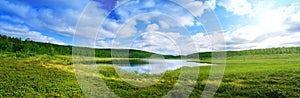 Pano of north mountain lake photo