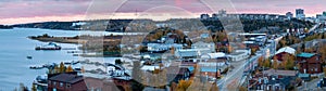 Panorama of the city of Yellowknife around the Great Slave Lake photo