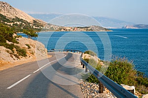 Panoamic viewpoint and street on way to Stara Baska Krk - Croatia