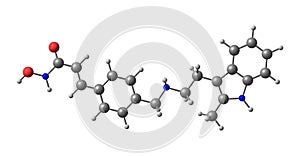 Molecular structure of Panobinostat isolated on white