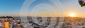 Panomaric view over Lisbon on sunset