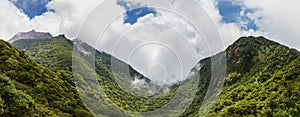 Panora view of Beautiful landscape of mount Unzen in Kumamoto, Japan photo