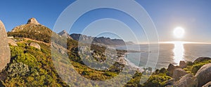 Panorama of the 12 Apostles and Lion`s Head at sunset